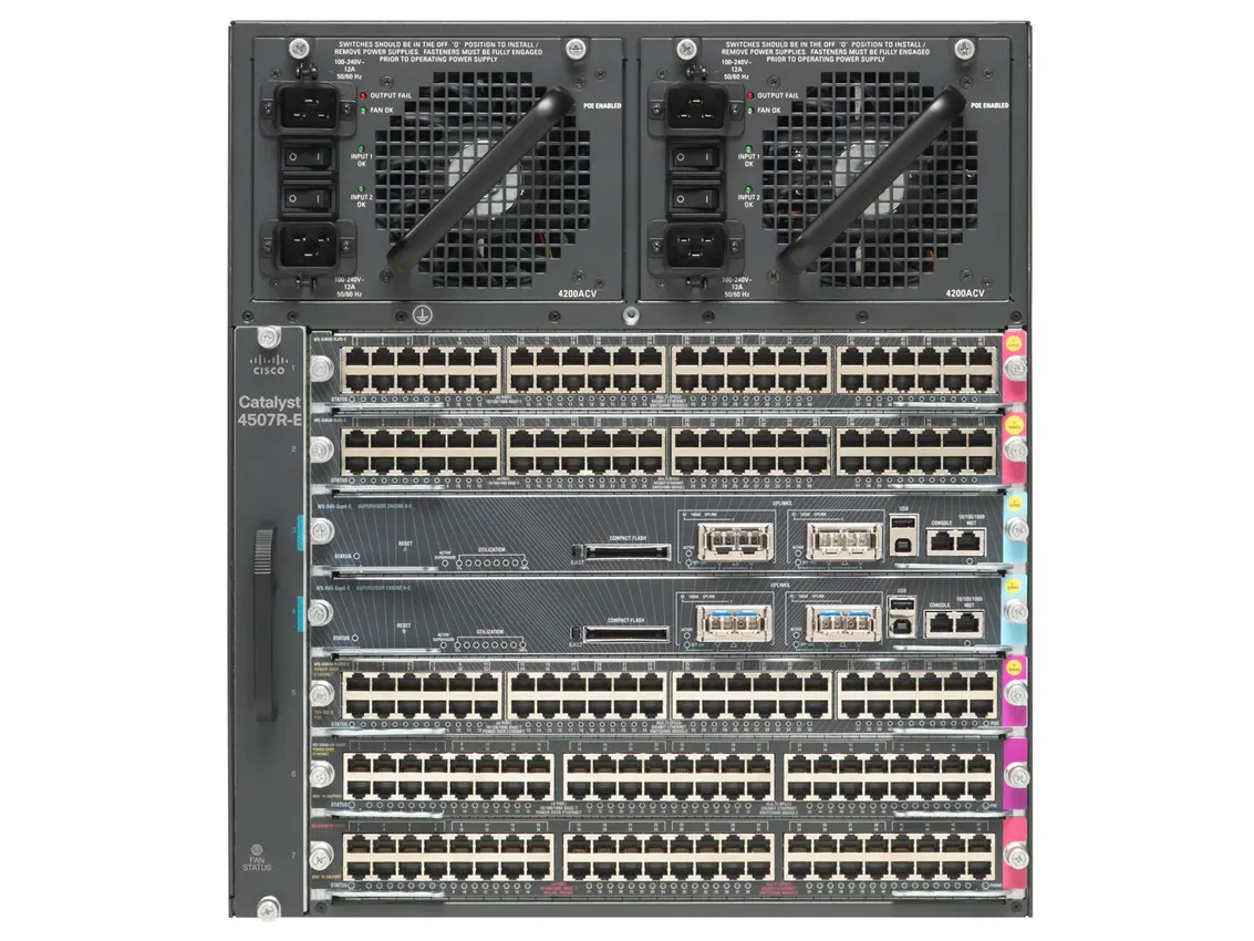 WS-C4507R-E Cisco Catalyst 7-и слотовое шасси модульного коммутатора. 11U, без БП