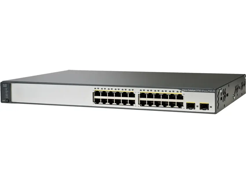WS-C3750V2-24PS-S Cisco Catalyst PoE коммутатор на 24 x FE RJ-45, 2 x SFP. IP Base