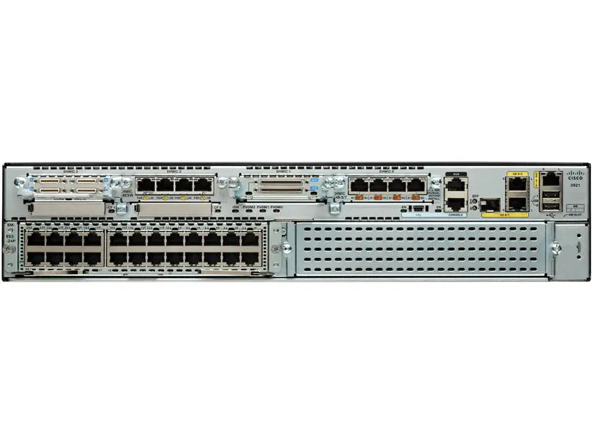 CISCO 2921-SEC VPN маршрутизатор модульный 3 x GE RJ-45, 1 x SFP, 4 x EHWIC, 1 x SM. SEC-NPE