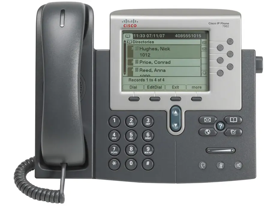 CP-7962G Cisco IP телефон, 6 линий SIP\ SCCP, 2 x FE PoE, LCD 320 x 222 BW, гарнитура RJ-9 CP-7962G Cisco IP телефон, 6 линий SIP\ SCCP, 2 x FE PoE, LCD 320 x 222 BW, гарнитура RJ-9