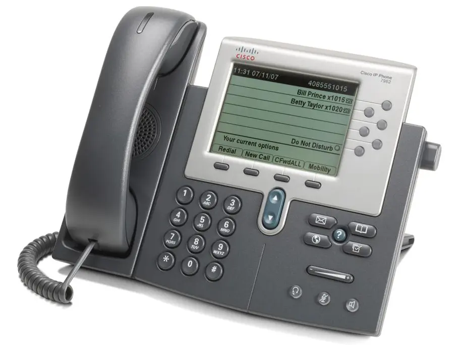 CP-7962G Cisco IP телефон, 6 линий SIP\ SCCP, 2 x FE PoE, LCD 320 x 222 BW, гарнитура RJ-9 CP-7962G Cisco IP телефон, 6 линий SIP\ SCCP, 2 x FE PoE, LCD 320 x 222 BW, гарнитура RJ-9