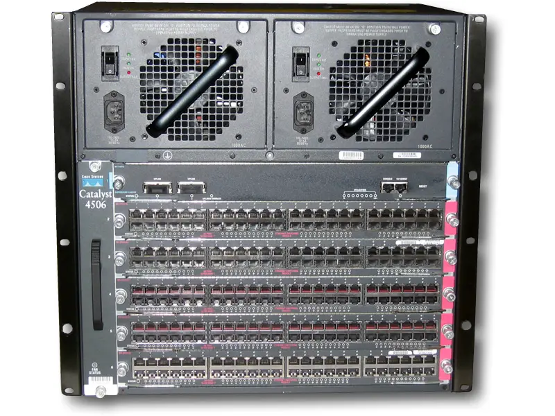 WS-C4506-E Cisco Catalyst 6-и слотовое шасси модульного сетевого коммутатора. 10U, без БП WS-C4506-E Cisco Catalyst 6-и слотовое шасси модульного сетевого коммутатора. 10U, без БП