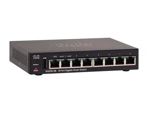 Smart коммутатор Cisco, 8 портов 1 Гб/с RJ-45 SG250-08-K9-EU Smart коммутатор Cisco, 8 портов 1 Гб/с RJ-45 SG250-08-K9-EU
