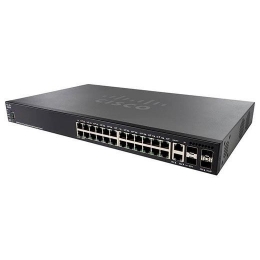 Коммутатор Cisco 550X, 24xGE (PoE), 2xSFP+, 2 комбо-порта 10GE SG550X-24MP-K9-EU