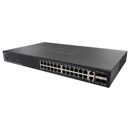 Коммутатор Cisco 550X, 24xGE (PoE), 2xSFP+, 2 комбо-порта 10GE SF550X-24MP-K9-EU