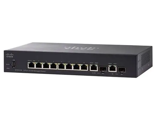 Коммутатор Cisco 350, 8x10/100Mb, 2 комбо-порта GE SF352-08-K9-EU Коммутатор Cisco 350, 8x10/100Mb, 2 комбо-порта GE SF352-08-K9-EU