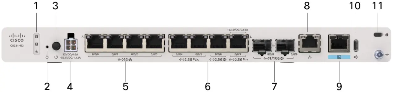 Cisco C8231-G2 маршрутизатор, Cisco IOS XE, 2x 1/10 GE SFP+, 2x 2.5 GE mGig RJ-45 (1x PoE+)