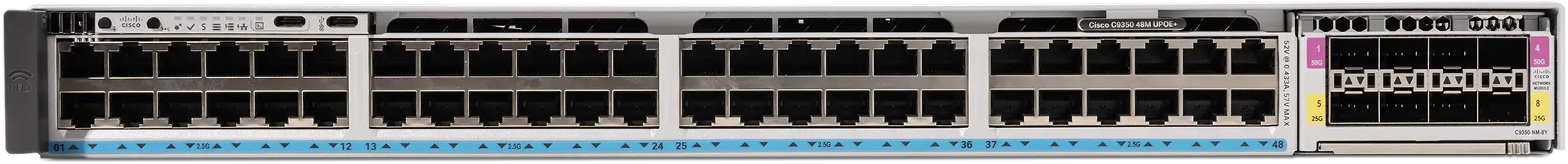 Коммутатор Cisco C9350-48HM, 48 портов доступа, PoE, StackWise-1.6T, модульные uplink Коммутатор Cisco C9350-48HM, 48 портов доступа, PoE, StackWise-1.6T, модульные uplink