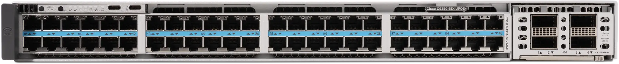 Коммутатор Cisco C9350-48HX, 48 портов доступа, Multigigabit до 10G, StackWise-1.6T, UPOE+ до 90 Вт на порт