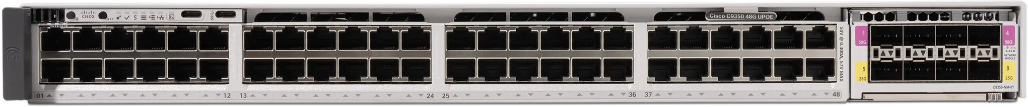 Коммутатор Cisco C9350-48U, 48 портов доступа, PoE, StackWise-1.6T, модульные uplink Коммутатор Cisco C9350-48U, 48 портов доступа, PoE, StackWise-1.6T, модульные uplink