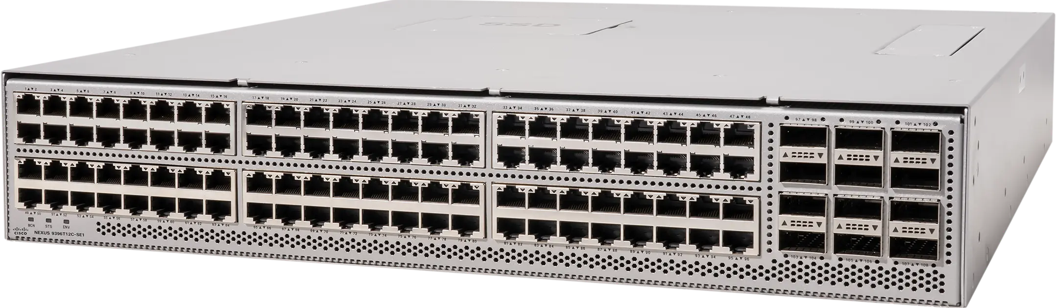 Cisco N9396Y12C-SE1 коммутатор, 48 x 1/10/25- Гбит/с SFP + 48 x 1/10/25/50-Гбит/с SFP + 12 x 40/100-Гбит/с QSFP28 портов, управляемая платформа