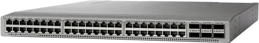 Cisco N9K-C93108TC-FX3 коммутатор, Downlinks: 48 x 100M/1/10G BASE-T портов Uplinks: 6 x 40/100G QSFP28 портов, управляемая платформа
