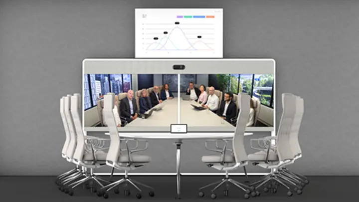 Система видеоконференцсвязи Cisco Room 70 Panorama, Cisco RoomOS, видео и звук, совместная работа, корпоративная связь